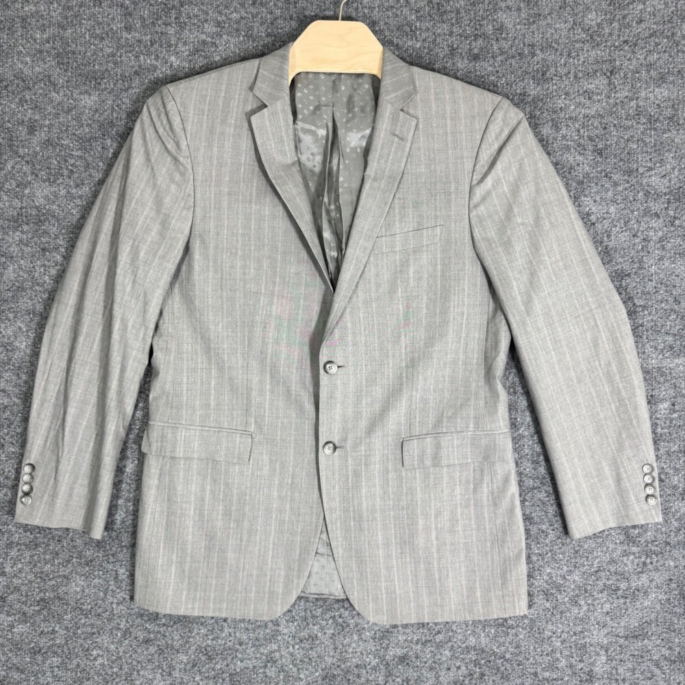 Hugo Boss Selection Pinstripe Blazer Mens 44L Gray Lanificio Fratelli Wool EUC